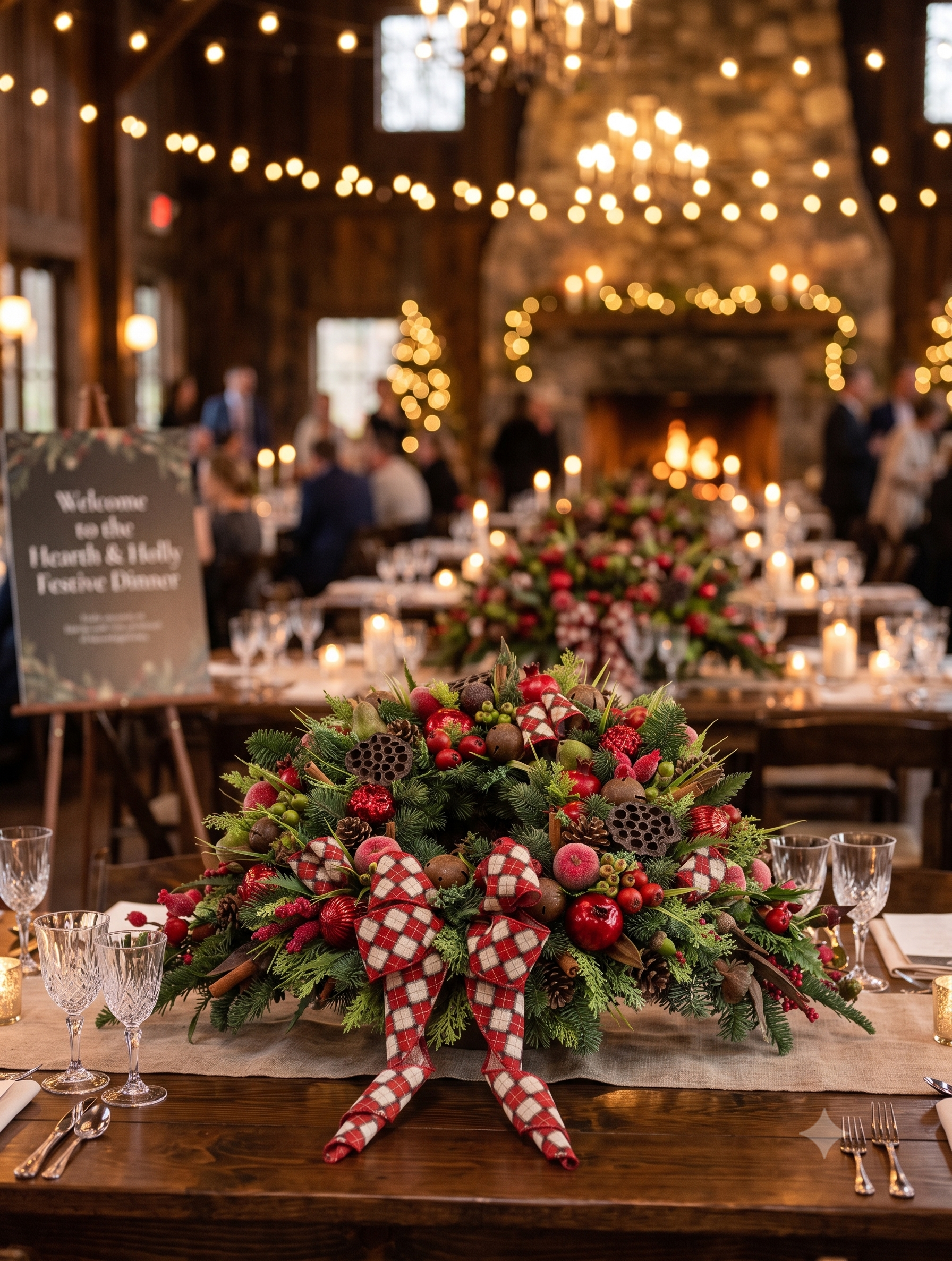 Burgundy & Purple Barn Table Centrepiece